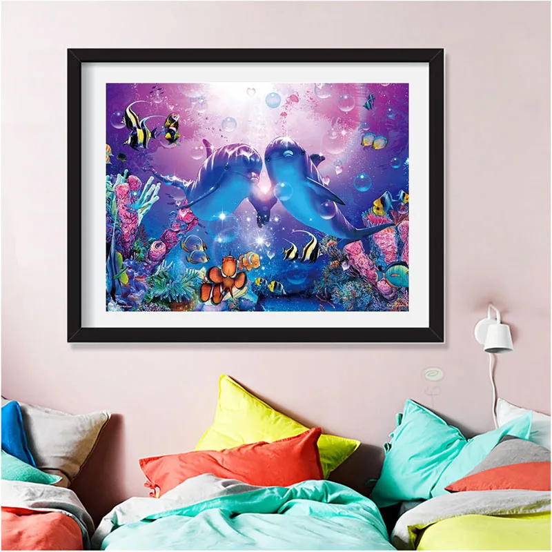 Алмазная 5D Вышивка с дельфином картина для творчества вышивка крестиком мозаика