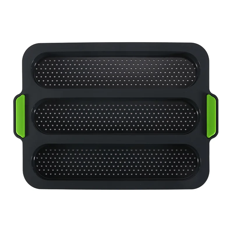 Антипригарная силиконовая лоток для багета 3 волны перфорированная форма