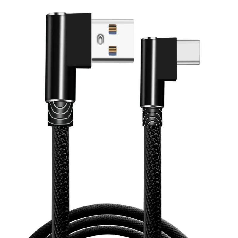 USB кабель 1 м, 2 м, 3 м, USB кабель для iPhone XS, 7, samsung, S9, Xiaomi, huawei, светодиодный, 90 градусов, быстрая зарядка, Microusb type-C, USB C кабели