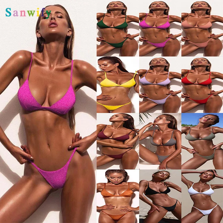 

2020 Sexy Swimwear Fashionable Bikinibikini Women's Solid Color Swimsuit Bikini