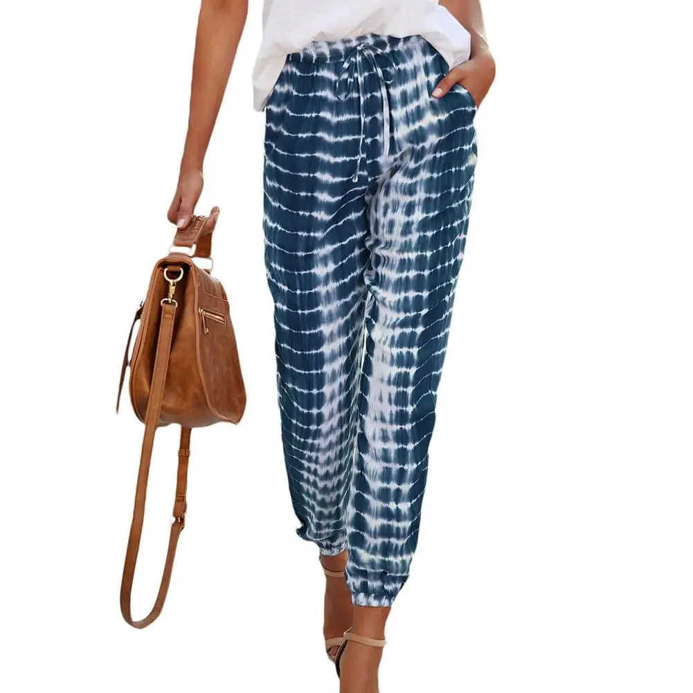 

Trousers Women Elastic Waistband Trousers Large Size Casual Pants Women Tie Dye Stretch Long Pants Drawstring Lounge Pants