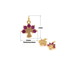 golden lucky tree pendant vintage red zircon life tree pendant jewelry making diy necklace bracelet accessories cubic zirconia