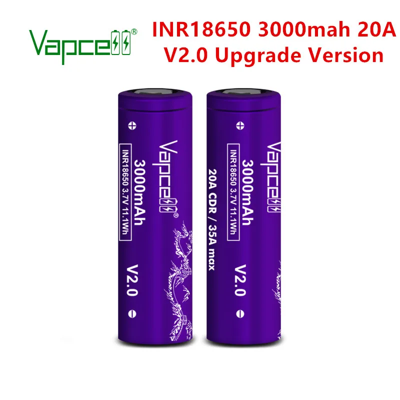 Vapcell INR 18650 3000 мА/ч 20A V2.0 Обновление версии 3 7 V литий ионная батарея аккумуляторные