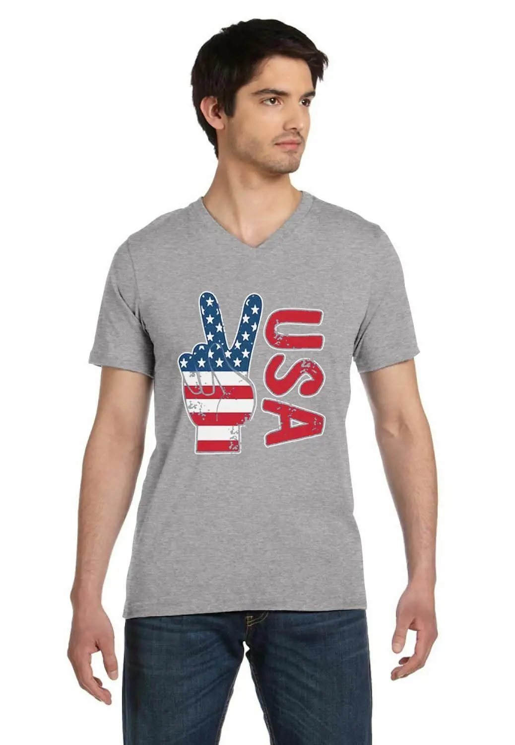 Крутая футболка с v-образным вырезом и флагом США День Независимости 4 июля |