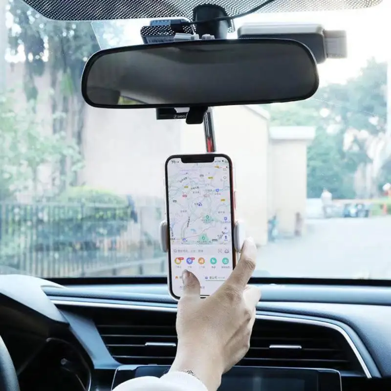 

Новое Автомобильное зеркало заднего вида держатель для телефона автомобильный навигатор Мобильный телефон кронштейн для IPhone 12 смартфон Ре...