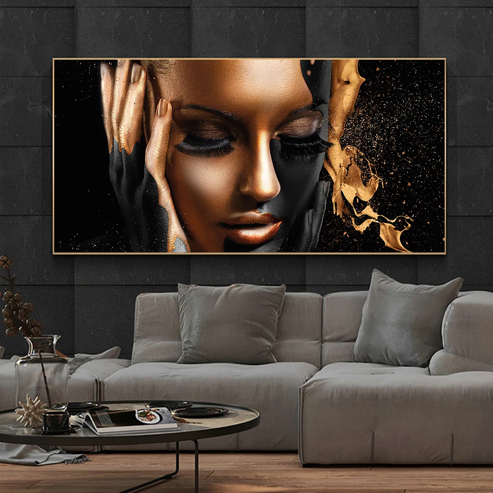 

Creativity Golden and Black Woman In Reverie Sexy Wall Art Picture Posters and Prints Living Room Bedroom Decor Canvas Painting