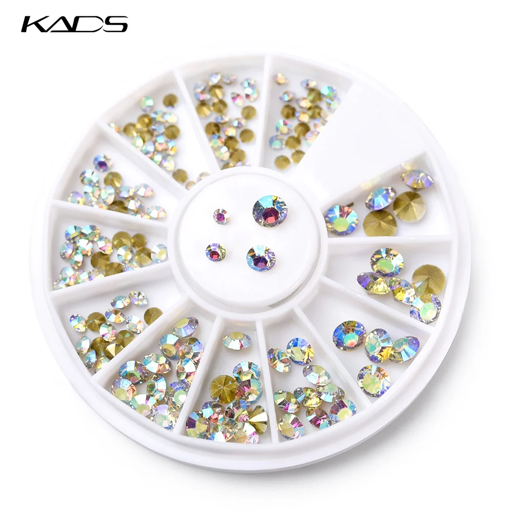 Цветные стразы для дизайна ногтей KADS белые конусные формы маникюрные Стразы