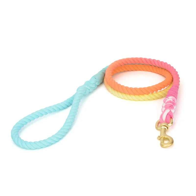 

Dog Leash Round Cotton Dogs Lead Rope Colorful Pet Long Leashes Belt Outdoor Dog Walking Training cotton Leads Ropes 1.5m