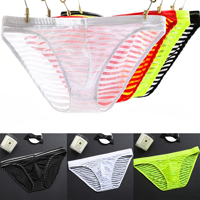 Ice Silk Mens Briefs Transparent Panties Intimates Sexy Men Nylon Summer Super Thin Underwear Bulge |