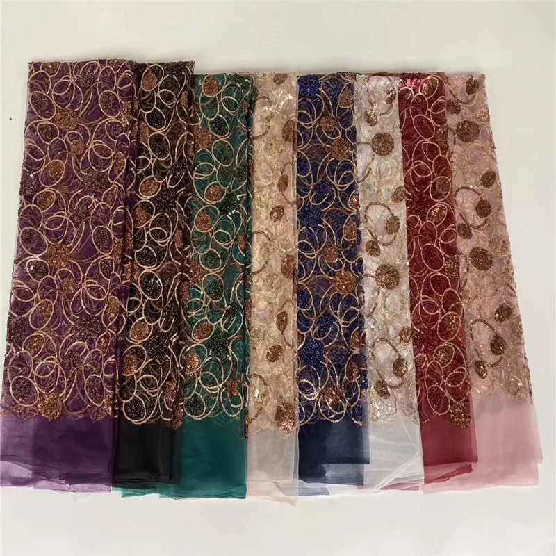Новейшая Высококачественная африканская Тюлевая кружевная ткань Niai с блестками