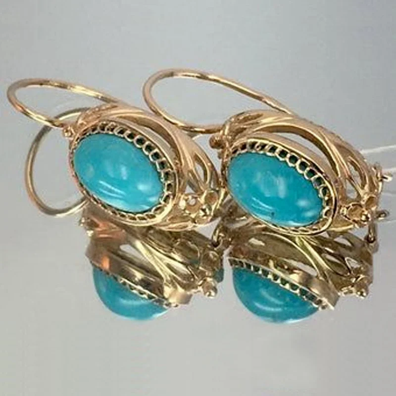 

Natural Gemstone Aquamarine Filled Love Stud Earrings Bride Band Engagement Jewelry