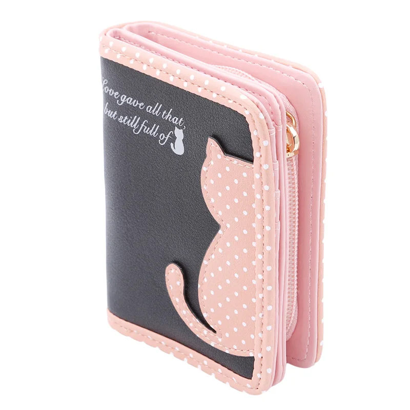 

Women Cute Cat Wallet Small Zipper Girl Wallet Brand Designed Pu Leather Women Coin Purse Female Card Holder Wallet Billetera