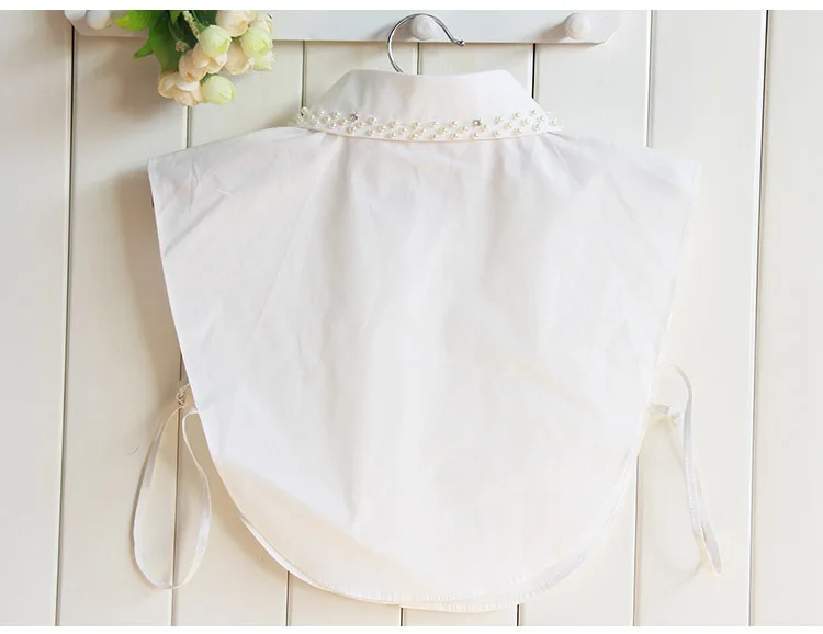 

Cotton Faux Cols Detachable Lace Fake Collars for Women Neck Ties Beads Flase Collar Blouse Tie Lapel Shirt Accessory