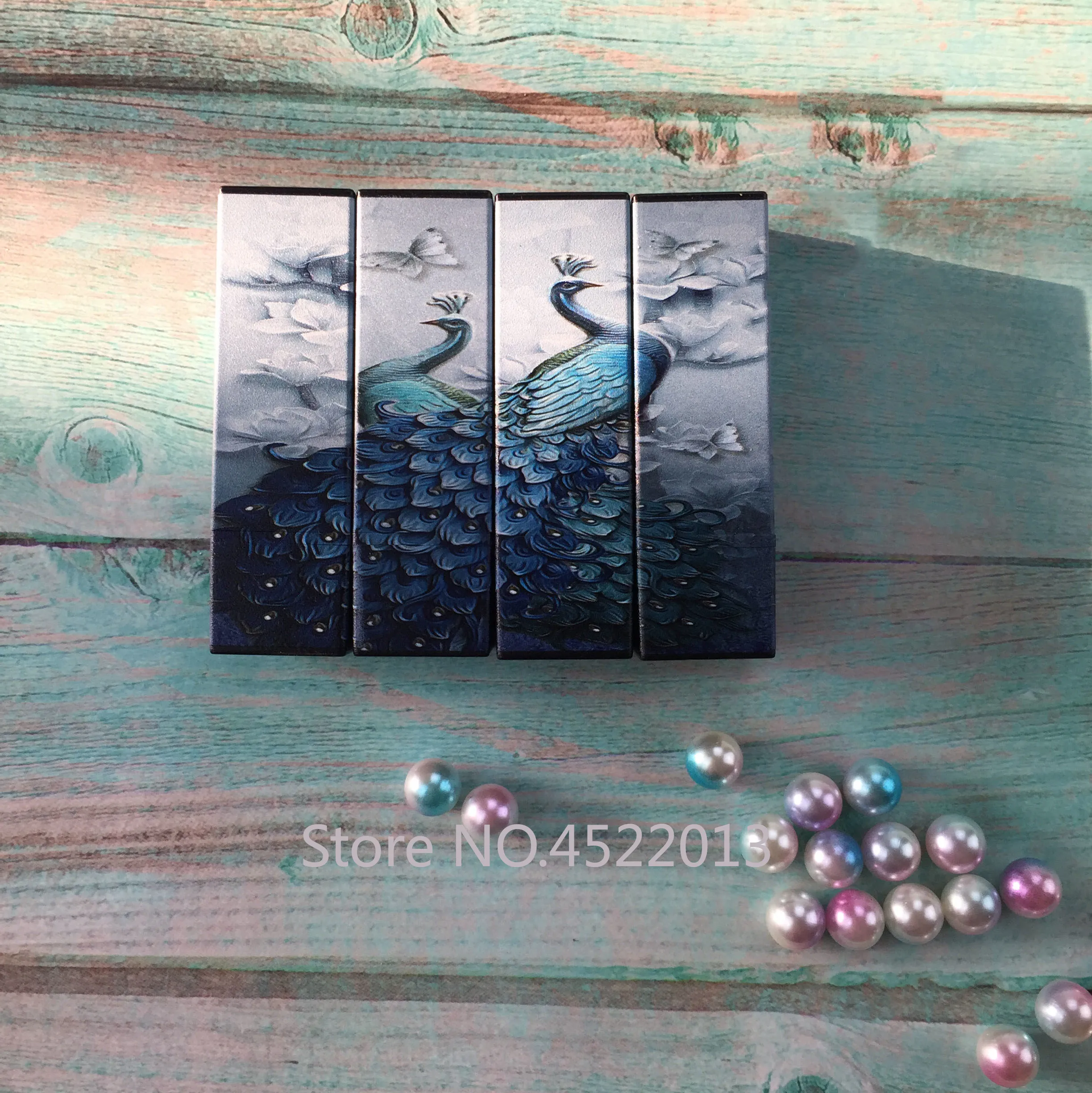 5/10/30/50pcs 3d 12.1mm Blue Peacock Butterfly Square China Style Empty Lipstick Tube Lip Balm Container Shell Packaging Makeup | Красота и