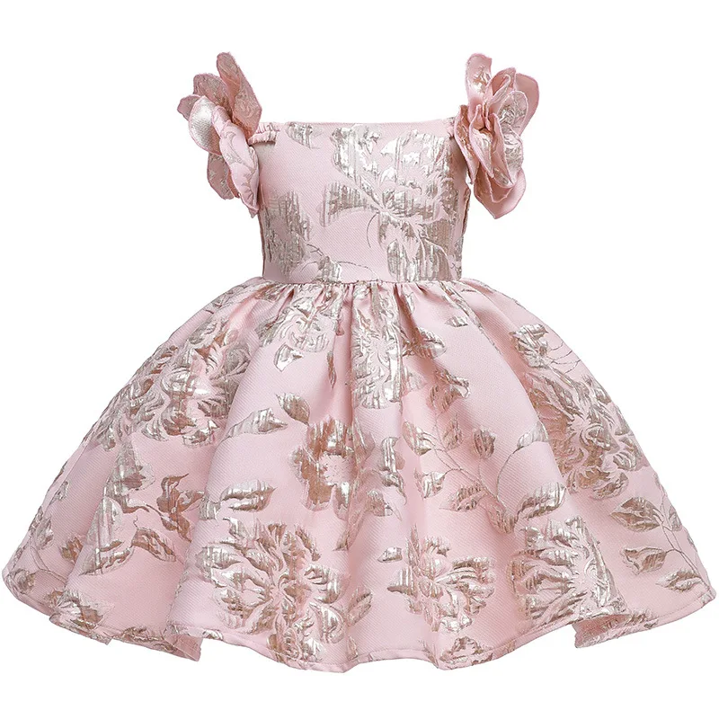 Flower Dress For Kids Shoulderless Evening Party Formal DressTulle Dress Kids Baby Girl Christmas Princess 2022 New Year Clothes