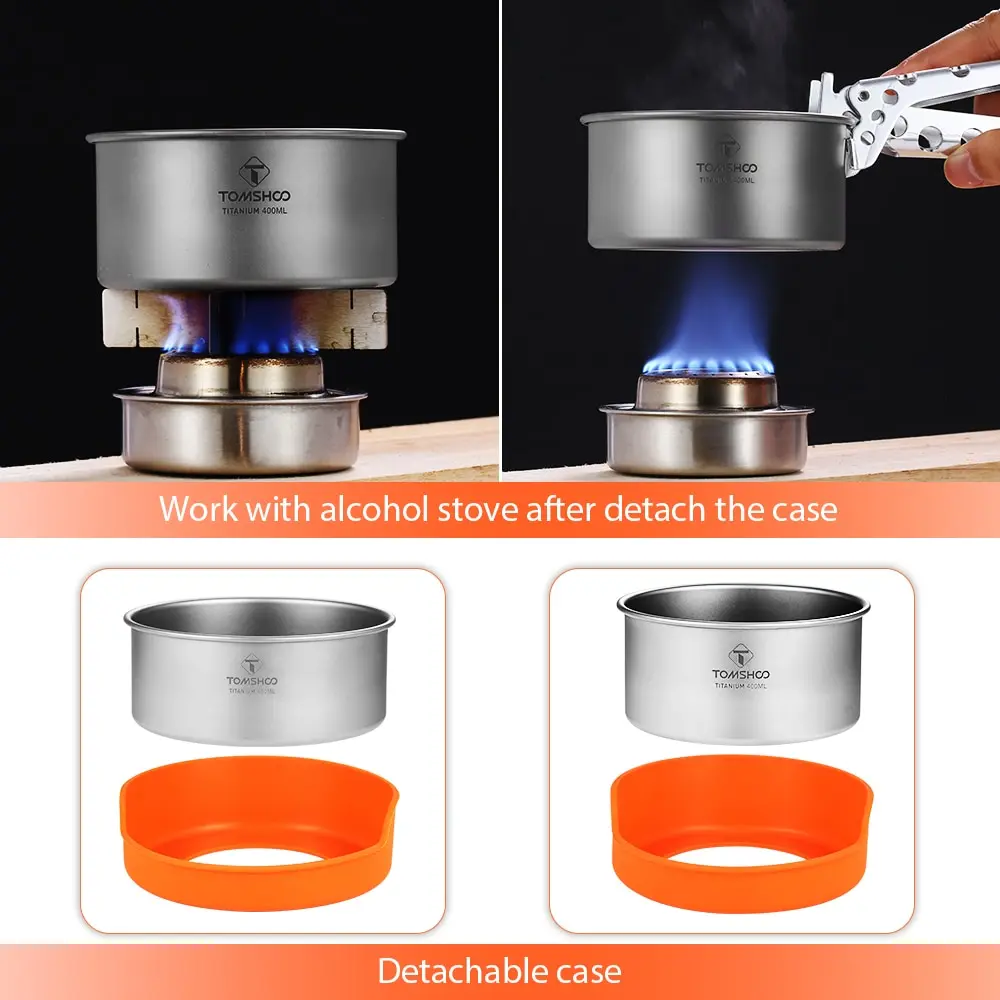 Титановая походная чаша TOMSHOO для кемпинга кастрюля силиконовая изоляционная