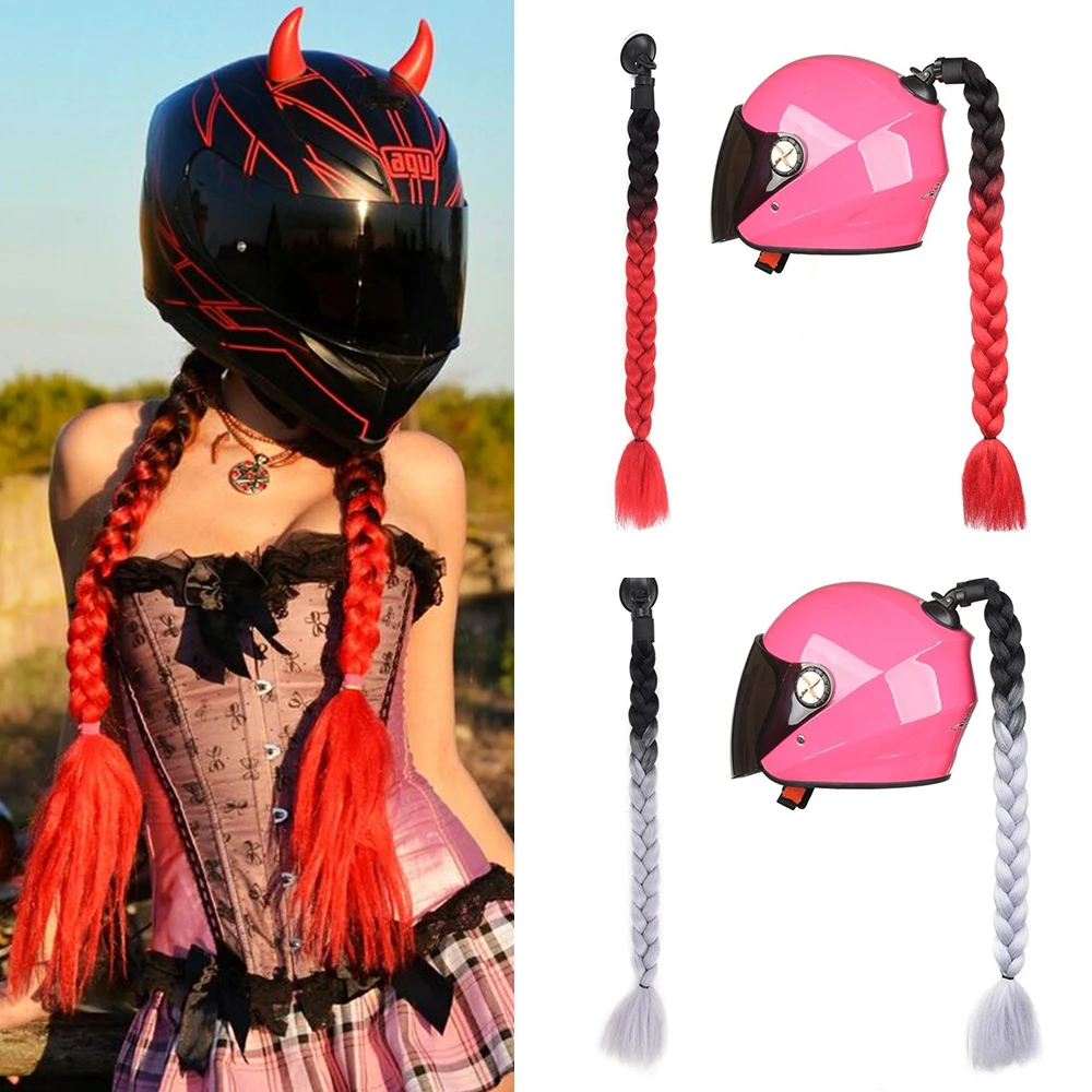 

MyDiva 22inch Synthetic Ombre Helmet Braids 2021 New Braids Wig For Motorbike Helmets Punk Style Twist Braids With Sucker Bow