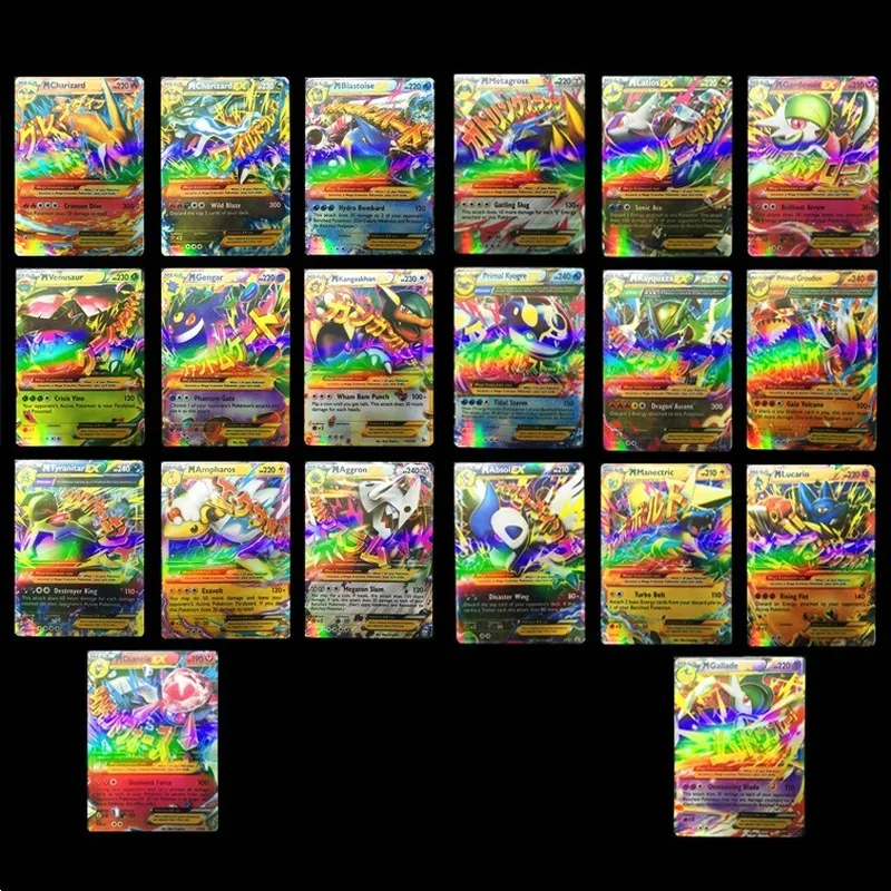 

20Pcs/Set MEGA Flash Card Pokemon PTCG Collection Battle Card Pikachu Charizard Kids Toy Gift