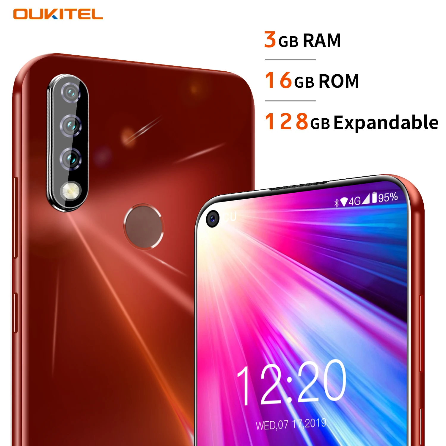 Oukitel C17 Triple Rear Cameras 6.35” Smartphone MT6763 Octa Core Android 9.0 3GB 16GB 3900mAh Fingerprint Face ID Mobile Phone |