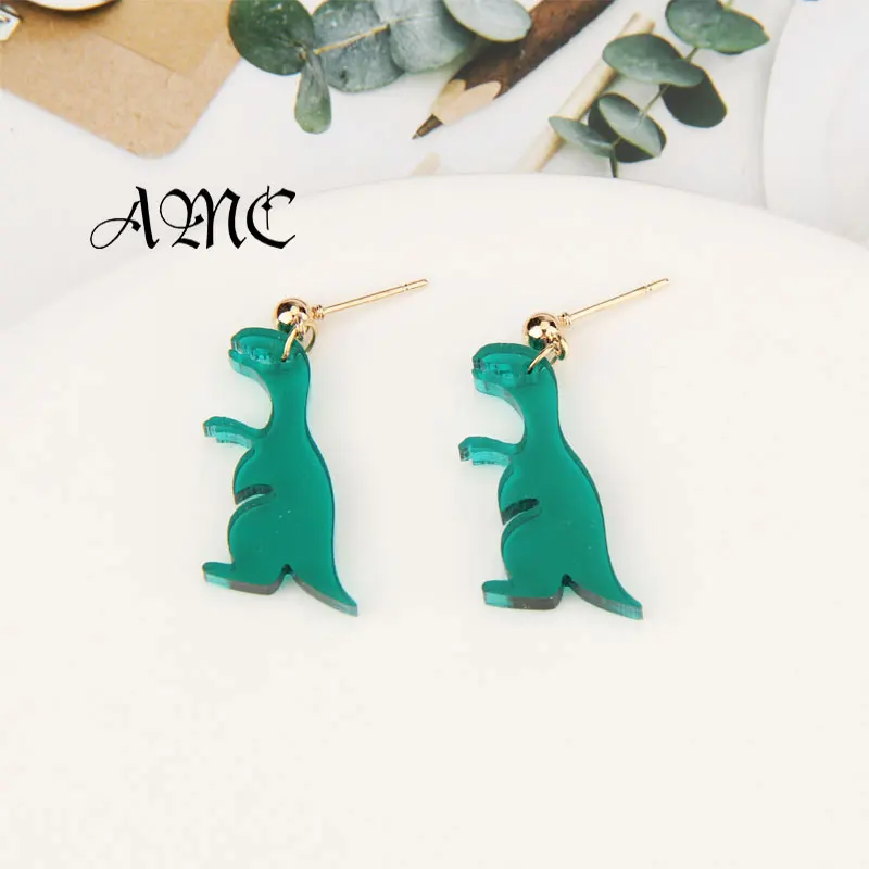 

AMC Fashion Carton Cute Dinosaur DIY Handmade Earrings Lovely Colorful Animal Dangle Earrings Jewelry Gift 2021 Trendy Earrings