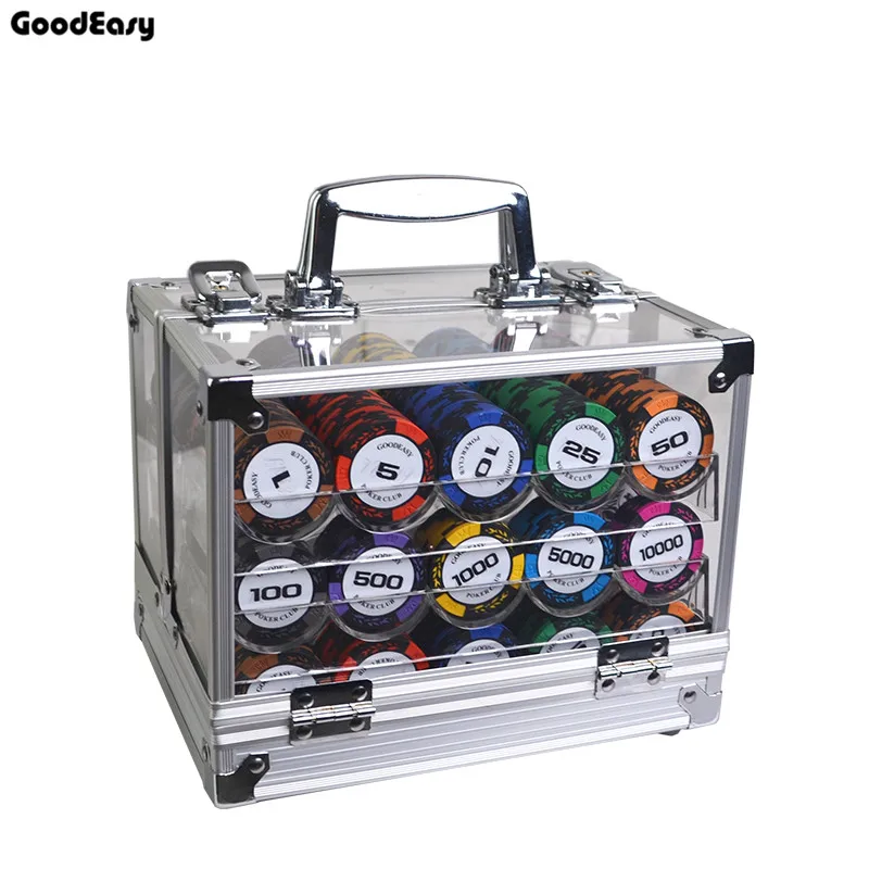 

600/1000pcs/set Casino Clay Wheat Poker Chip Set High Qulaity Cheap Poker Set with Acrylic BOX/Tray/Big Table Cloth