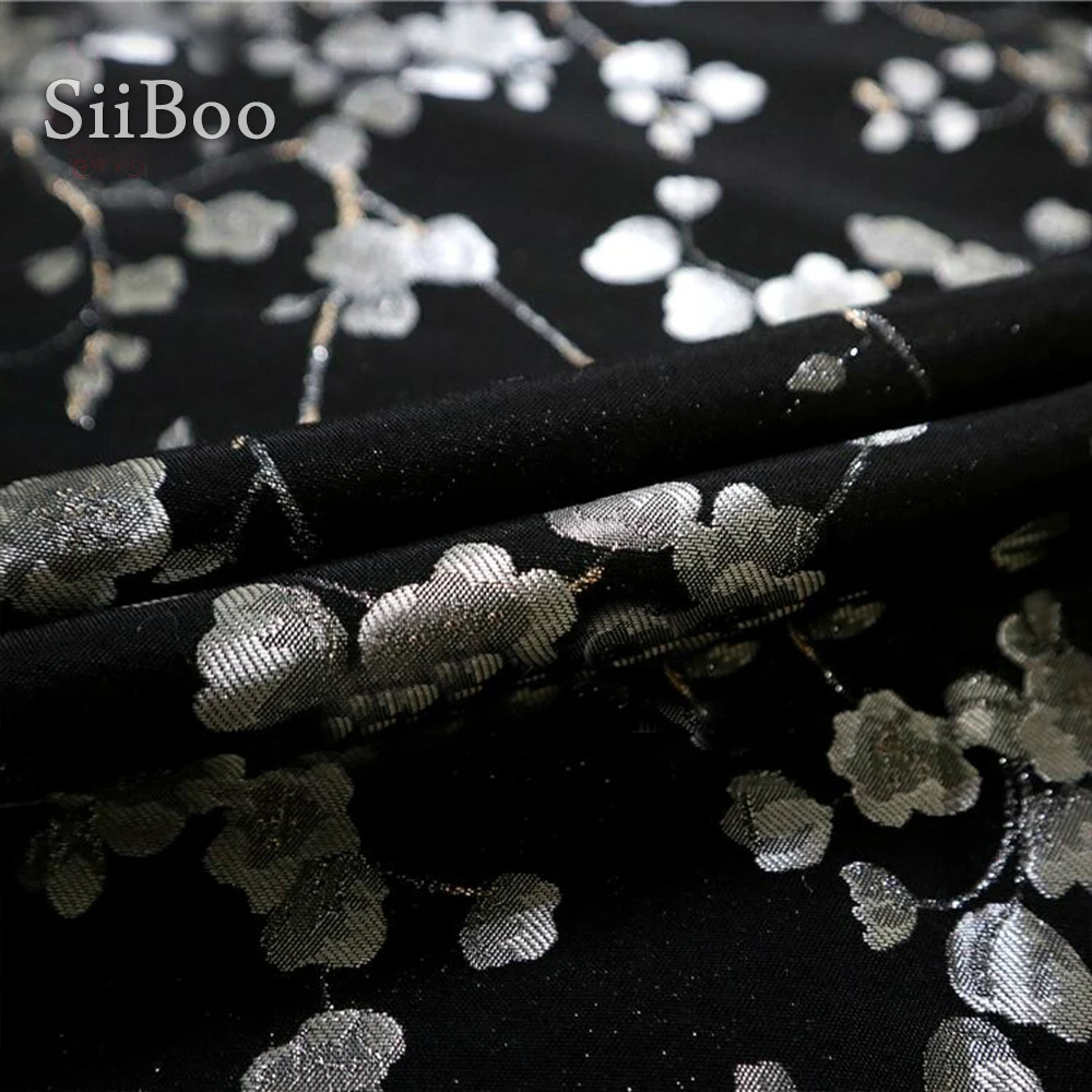 Американский стиль черный серебристый цвет сливы металлик жаккардовая парча
