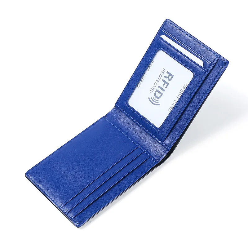

Men's Leather Wallet RFID Protected Anti-theft Short Type Purse Fashion Money Clip Large Capacity Card Holder