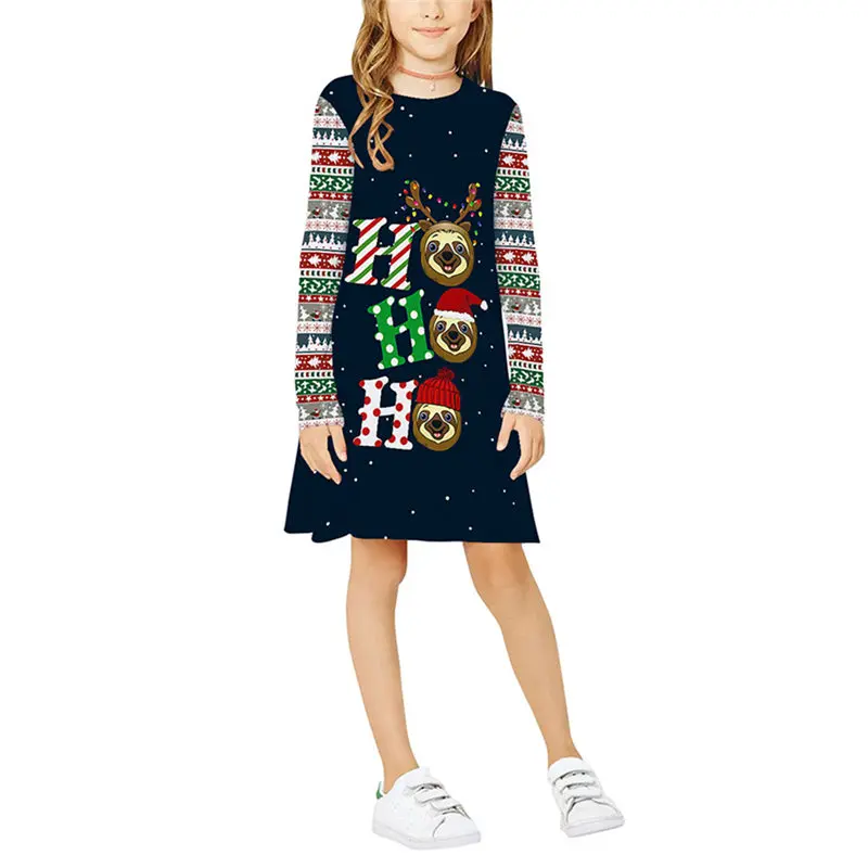 

Girls Christmas Dress Santa Print Dresses Thanksgiving Girls Children Clothing Santa Claus Dresses For Girls U3