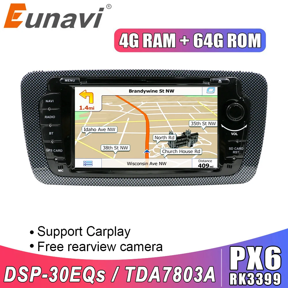 Eunavi 2 Din Android автомобильный Радио Аудио DVD для Seat Ibiza 6j 2009 2010 2011 2012 2013 мультимедийный