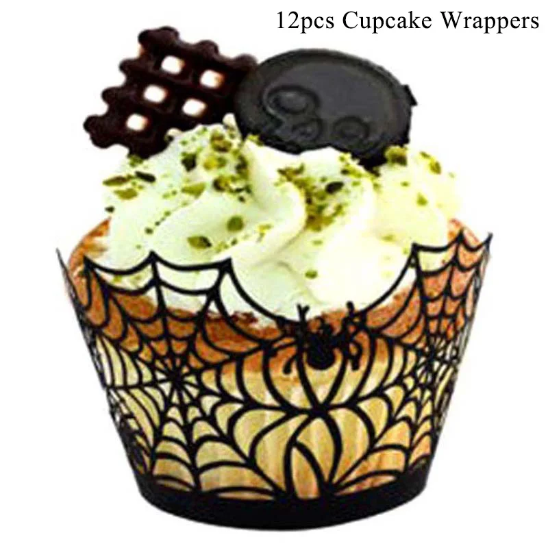 12pcs Cake Wrapper Декоративный реквизит на Хэллоуин аксессуары ужас Хэллоуин повязка на голову нож Поддельные крови реквизит Хэллоуин вечерние принадлежности - Цвет: 12pcs Cake Wrapper