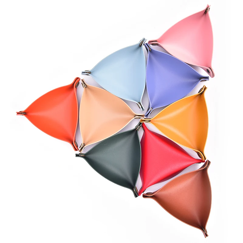 

PU Leather Folding Triangle Dice Tray Portable Box For Board Games Dice Storage Dice Tray 13 Colors