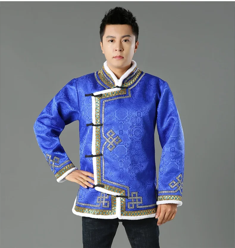 Зимняя мужская куртка с длинным рукавом традиционный китайский костюм Тан