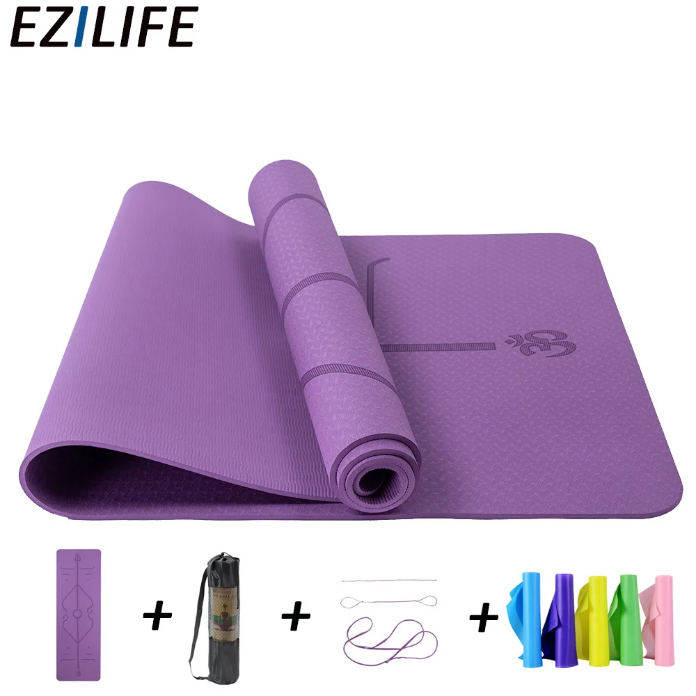 Коврик для йоги и фитнеса пилатеса Термопластический эластомер с разметкой