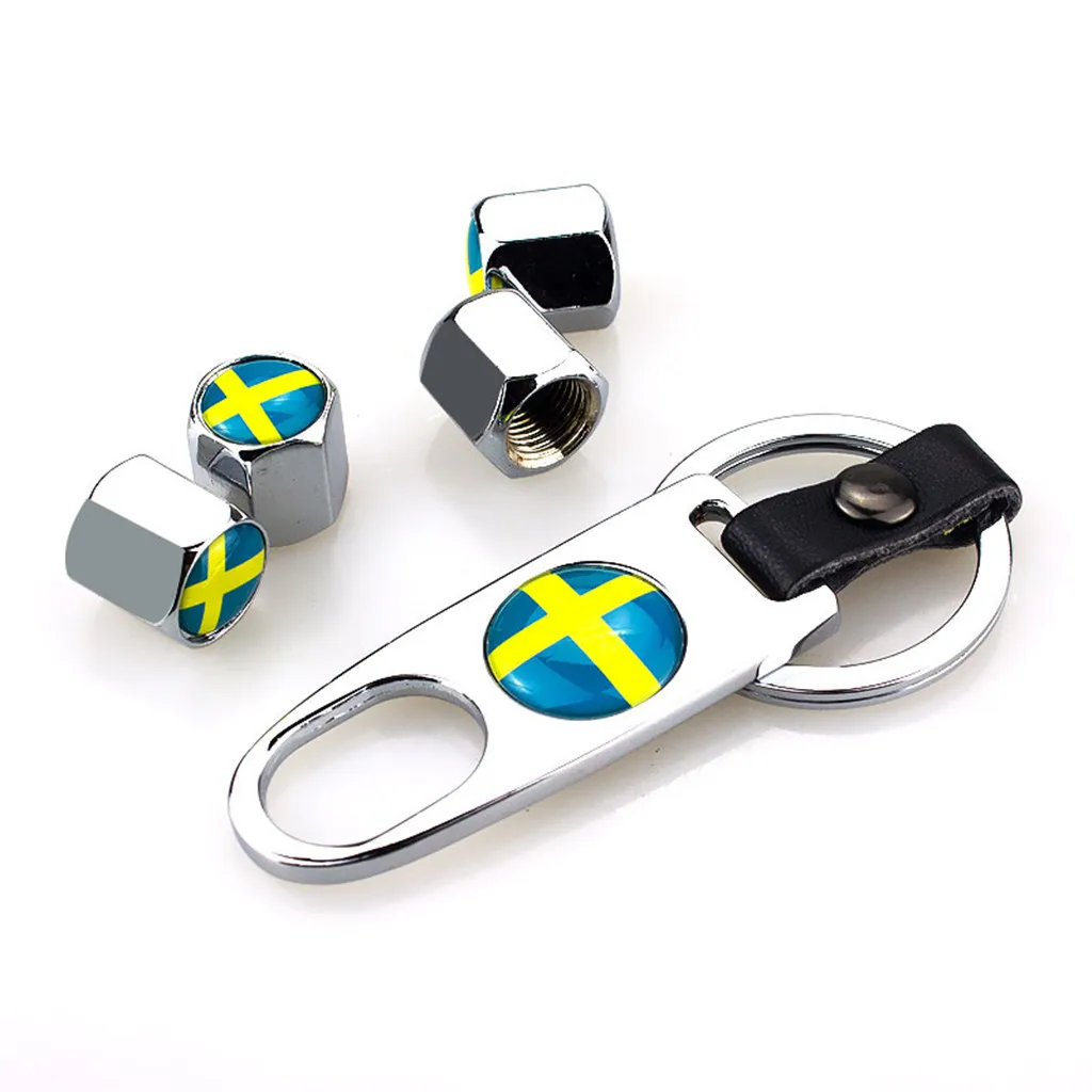 Автомобильные колпачки вентиля шины с флагом Швеции для пневматической пыли