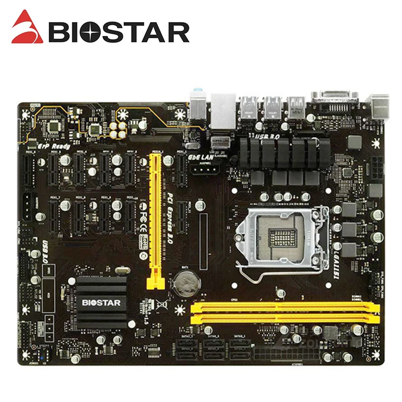 Материнская плата BIOSTAR TB250 BTC PRO 12GPU 6PCIE B250 LGA 1151 DDR4 ATX для майнинга (Альтернатива H81 TB85