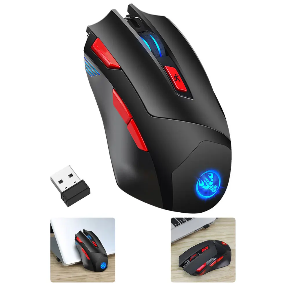 

Wireless Gaming Mouse Laptop Computer Cordless USB Mice With 7 Colors LED Backlit Provides A Comfortable Claw-Grip Design