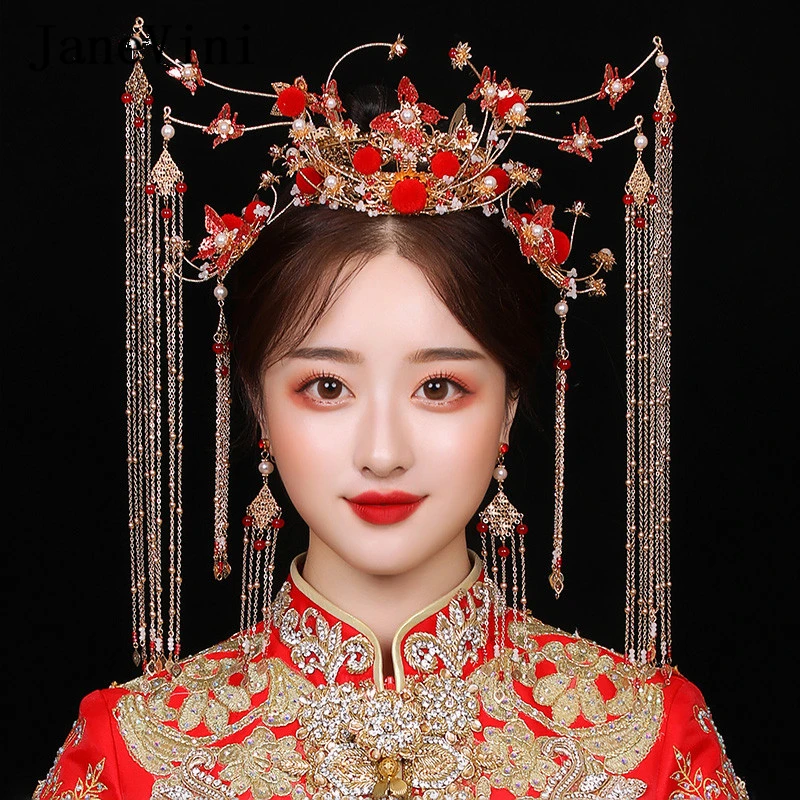 Китайские классические свадебные головные уборы jaevini древняя красная бабочка