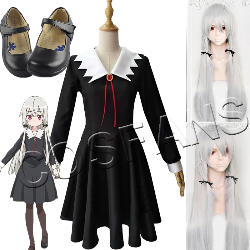 

Tonari no Kyuketsuki-san Cosplay Costume Sophie Twilight Women Party Clothing Outfit Black Dress for Halloween Cosplay Wig shoes