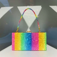 rainbow diamond wedding clutch bag elegant party evening clutch purse and handbag for women luxury designer crossbody bag