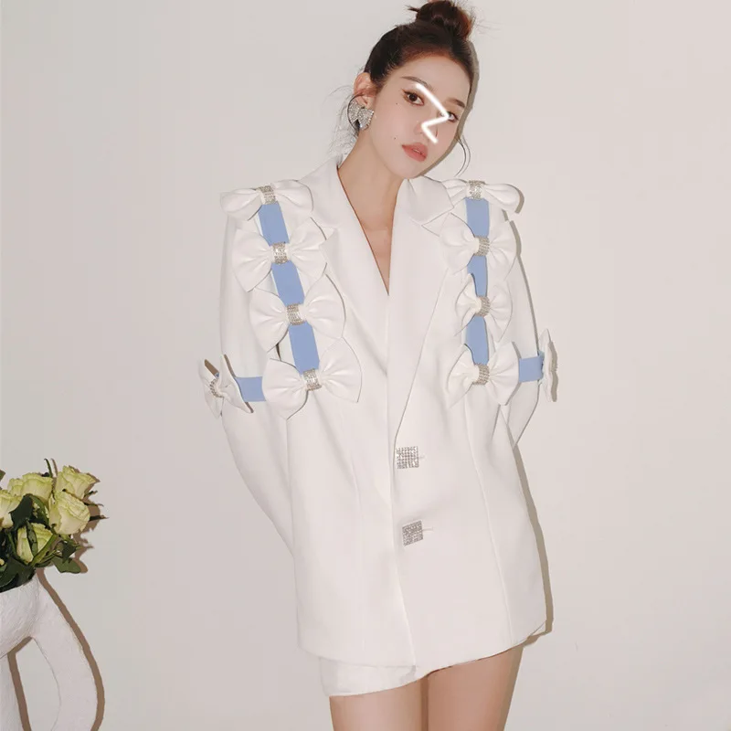 

Women High fashion Floral Joint Blazer New Lapel Long Sleeve Loose Fit Jacket