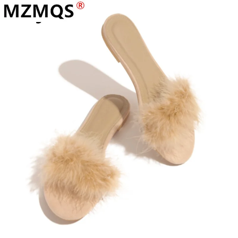 

2021 Summer New Women's Shoes Outdoor Beach Open Toe Slippers Fashion Furry Set Foot Comfortable Light Sandals Shoes for Woman