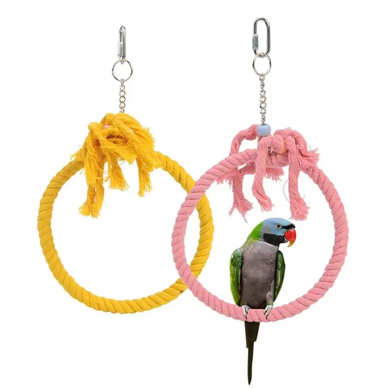 

1 Pcs Bird Toys Creative Round Cotton Rope Circle Parrots Perch Toys Pet Birds Parakeet Cage Hanging Swing Toy Birds Supplies