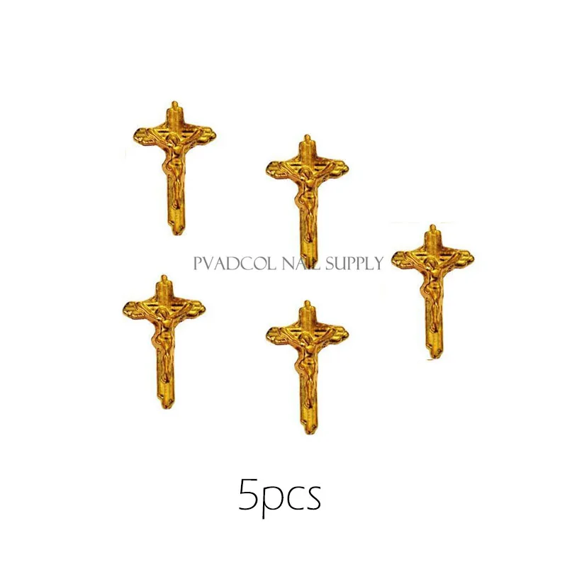 Cherub ногти с Иисусом в форме сердца 3D металлические подвески позолоченные