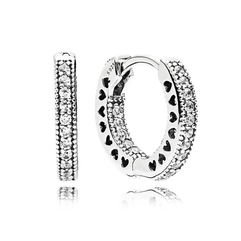 Подлинные 925 пробы Серебряные Оригинальные серьги-гвоздики в форме сердца Европы