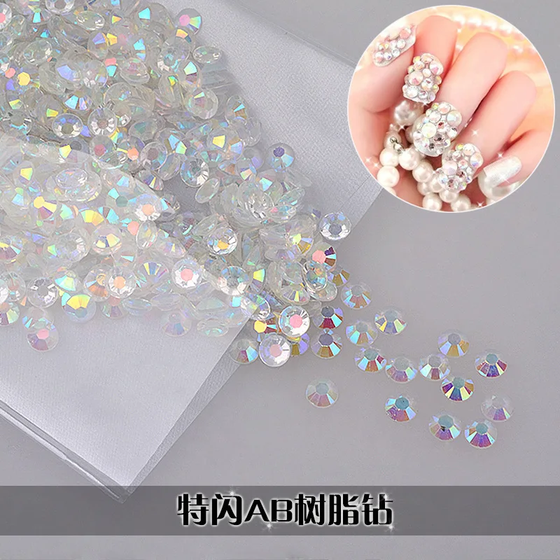 

Resin AB Transparent Rhinestones Glass Nails Strass Diamonds Stone Transparent Nail Art Deco Accessories parts design a manicure