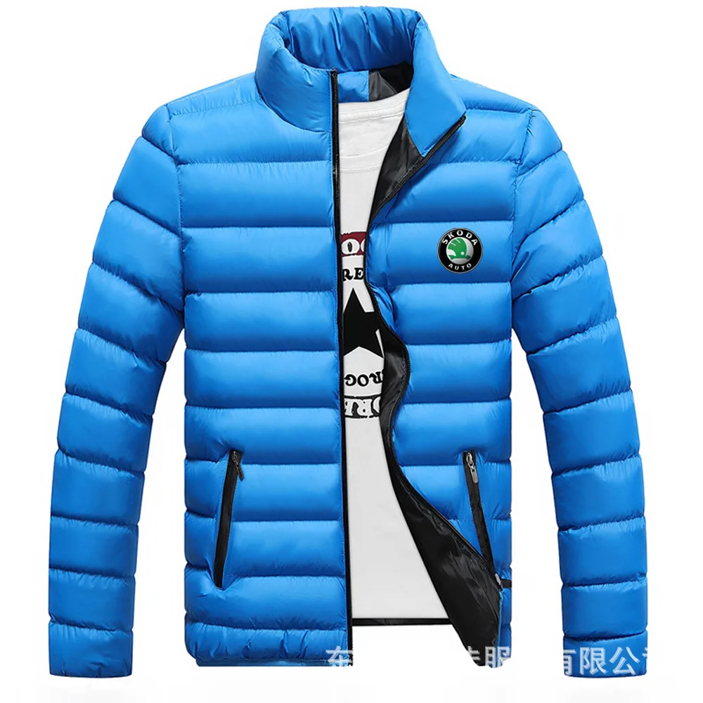 

For SKODA Winter Autumn Jacket Men Windbreaker Solid Mens CoatStreetwear Windproof Zipper Overcoat Male Fashion Warm Parka JackK