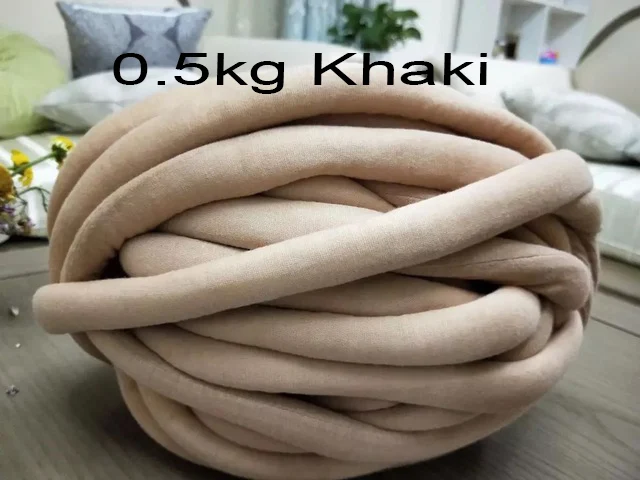khaki 0.5kg 500 г толстая супер объемная пряжа для ручная вязка крючком, мягкая большая хлопковая пряжа для рукоделия, прядильная пряжа для одеяла - Цвет: khaki 0.5kg