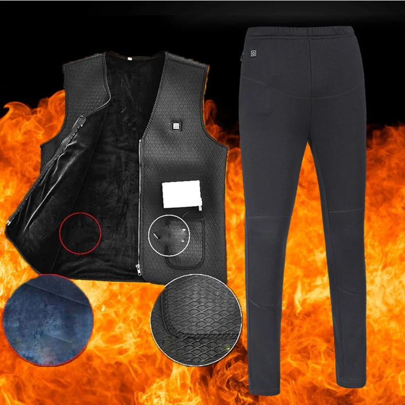 Мужской и Женский уличный комплект из жилета с инфракрасным подогревом брюк