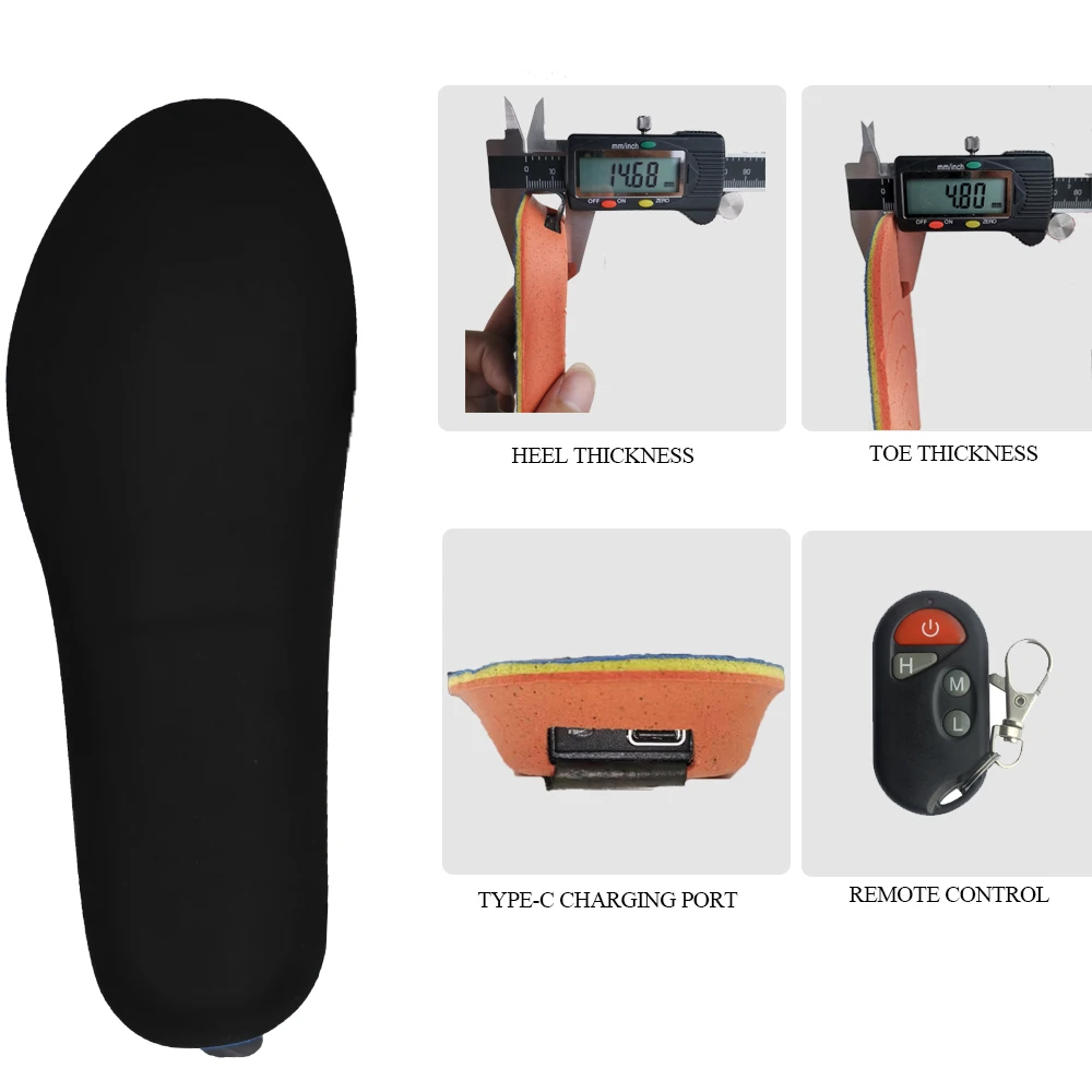 Wireless Remote Control Heated Insoles Electric Thermal Soles Boots Rechargeable Foot Warmer Shoes Insoles  Electric Heater Pads