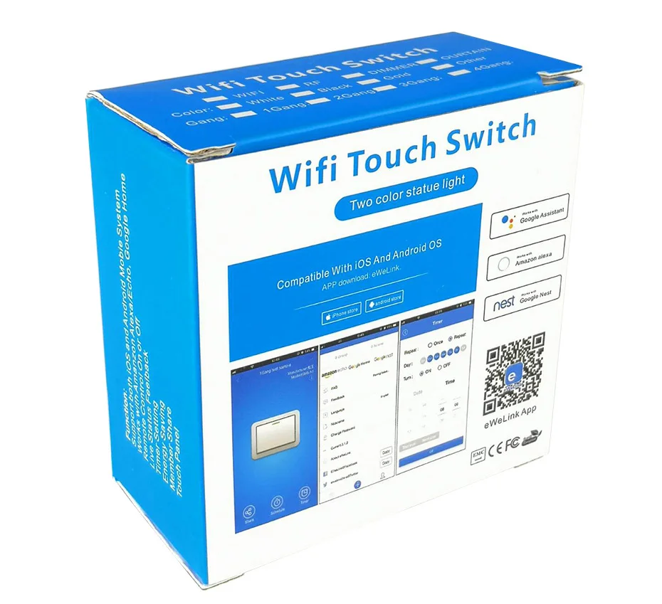 Умный светильник с Wi-Fi, сенсорный выключатель со стеклянной панелью, совместимый с Alexa Google Home, умный настенный выключатель 10 А, 90-250 В, функция таймера